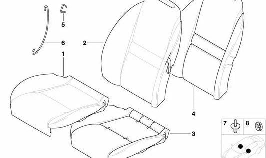 Funda de respaldo de cuero OEM 52107027248 para BMW Z8 (Modelo E52). Original BMW.