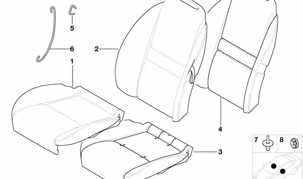 Funda de respaldo de cuero OEM 52107027248 para BMW Z8 (Modelo E52). Original BMW.