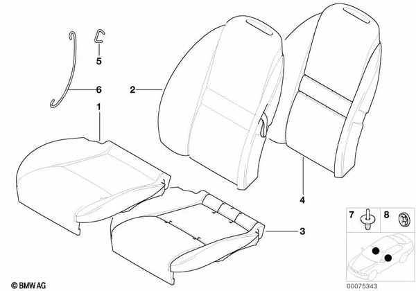 Funda de Asiento de Cuero para BMW Z8 E52 (OEM 52108025870). Original BMW.