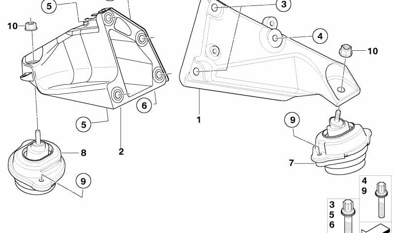 Soporte de motor izquierdo para BMW E83, E83N (OEM 22113418855). Original BMW