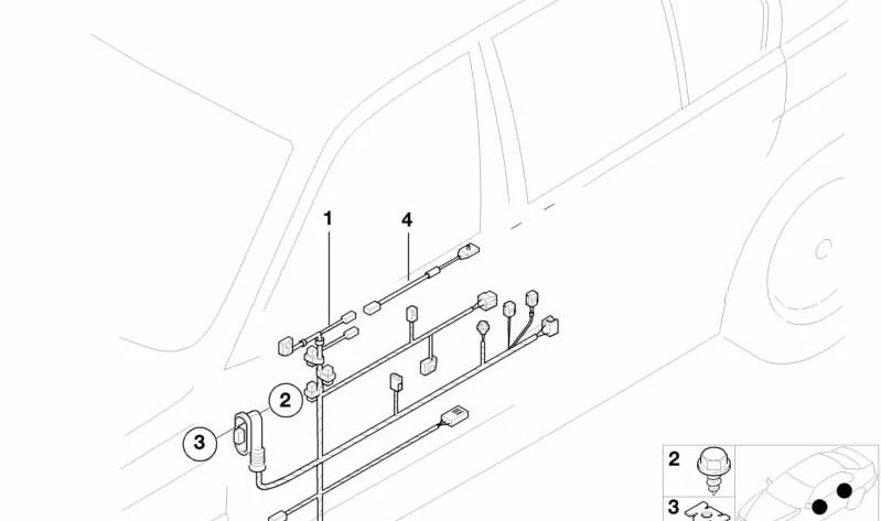 Cableado lado del conductor para BMW E36 (OEM 61128379077). Original BMW