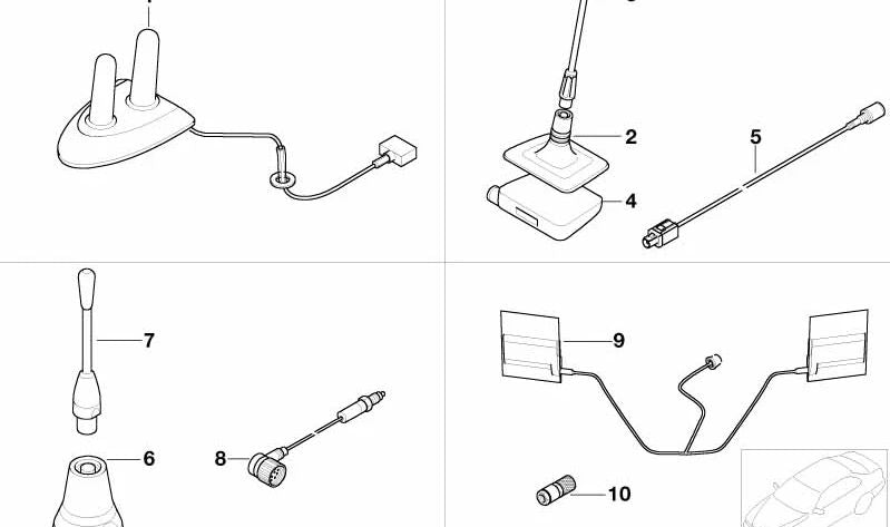 Antena de Doble Banda para BMW E38 (OEM 84536906433). Original BMW