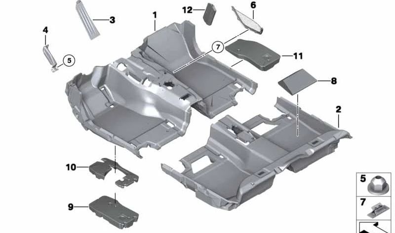 Soporte para apoyo de pie para BMW Serie 5 F07, F10, F11, F18, Serie 6 F06, F12, F13, Serie 7 F01, F02, F04 (OEM 51479121623). Original BMW