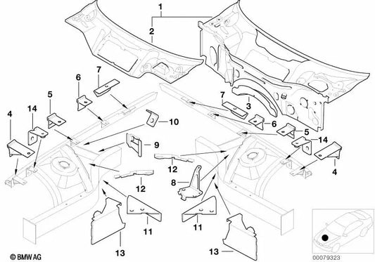 Tabique frontal para BMW E52 Z8 (OEM 41137006209). Original BMW