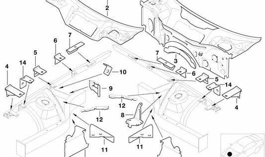 Placa de cierre izquierdo del soporte motor OEM 41117006081 para BMW E52 (Z8). Original BMW.