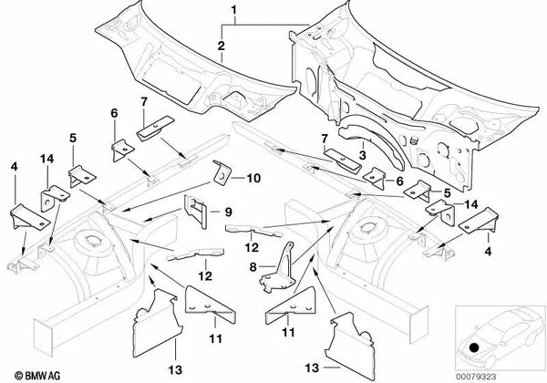 Tabique frontal para BMW E52 Z8 (OEM 41137006209). Original BMW