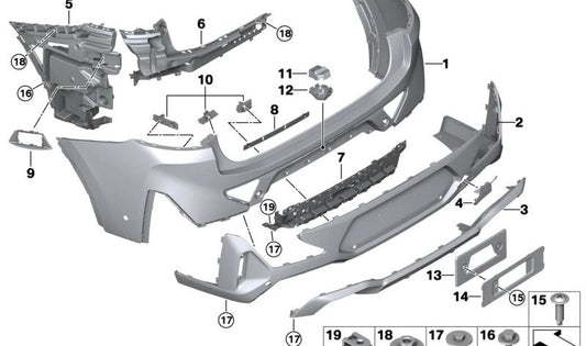 Rear left bumper bracket for BMW F98N, G02N (OEM 51129451153). Original BMW