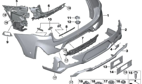 Soporte parachoques trasero izquierdo para BMW F98N, G02N (OEM 51129451153). Original BMW