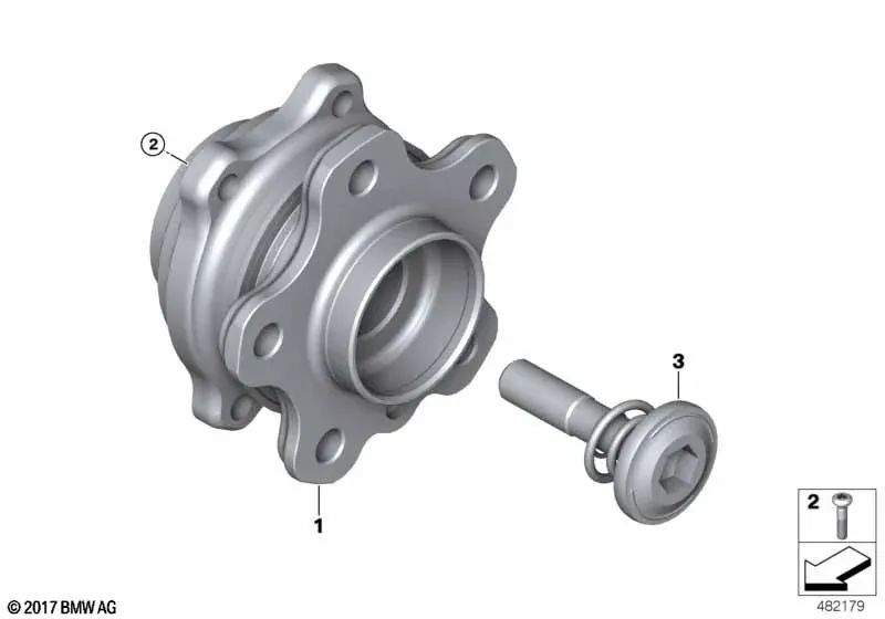 Wheel hub with rear bearing for BMW F90, F91, F92, F93, F97, F98 (OEM 31208098973). Original BMW