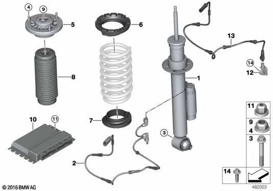 Amortiguador trasero derecho VDC para BMW G30, G30N (OEM 37106866402). Original BMW.