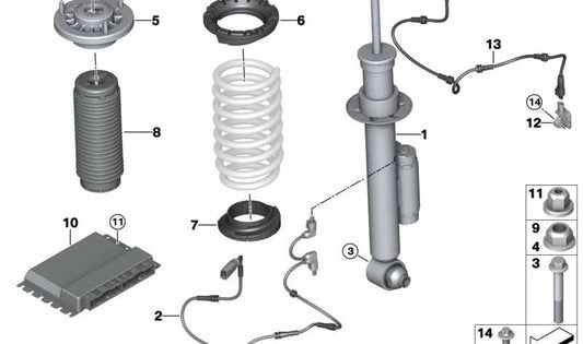 Amortiguador trasero derecho VDC OEM 37106886888 para BMW G30, G31. Original BMW.