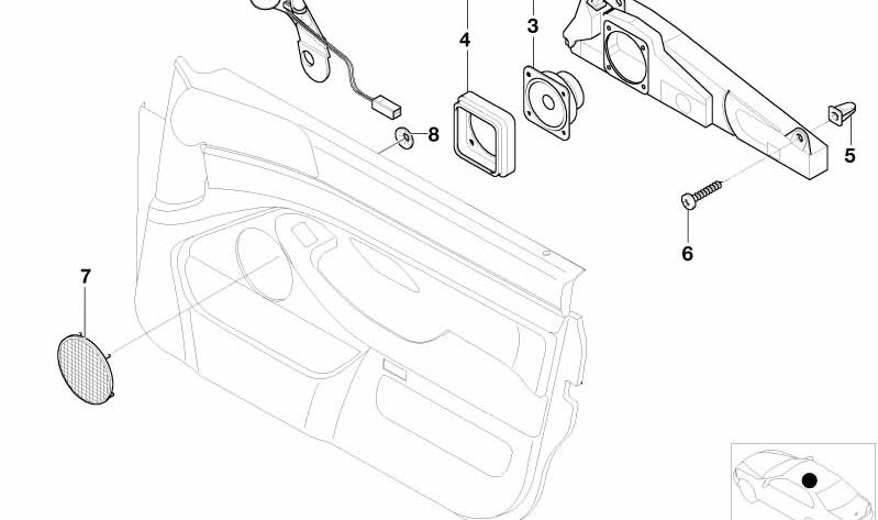 Altavoz agudo estéreo izquierdo OEM 65138362527 para BMW E39. Original BMW.