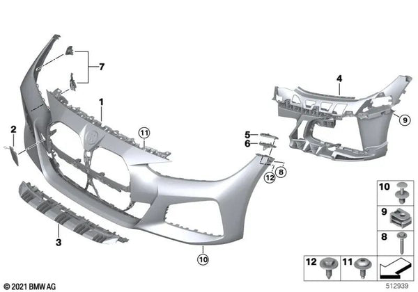 Revestimiento de parachoques imprimado delantero para BMW Serie 4 G26E, G26F (OEM 51115A0F332). Original BMW.