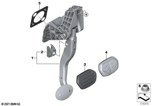 Cubierta de pedal con inserto de acero inoxidable para BMW F40, F44, U06, U11, F39 (OEM 35216888758). Original BMW.