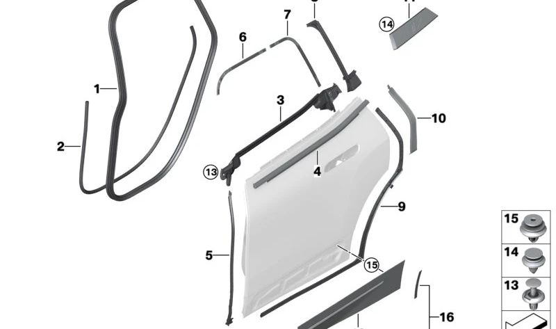 Sealing Pilar C Izquierdo Oem 51358491333 for BMW IX (I20). Original BMW.