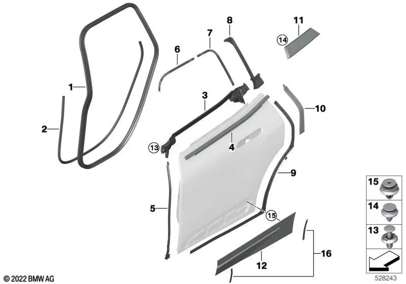 Embellecedor puerta trasera izquierda para BMW I20 (OEM 51135A3D567). Original BMW