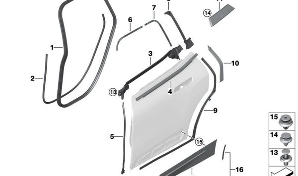 Adaptador Puerta Trasera Derecha para BMW I20 (OEM 51139463714). Original BMW