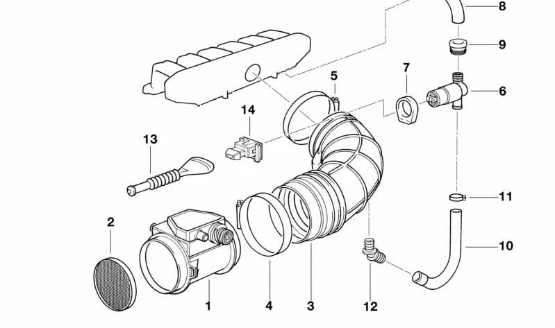 Air mass meter for BMW E36, E34, E39 (OEM 13621730033). Genuine BMW