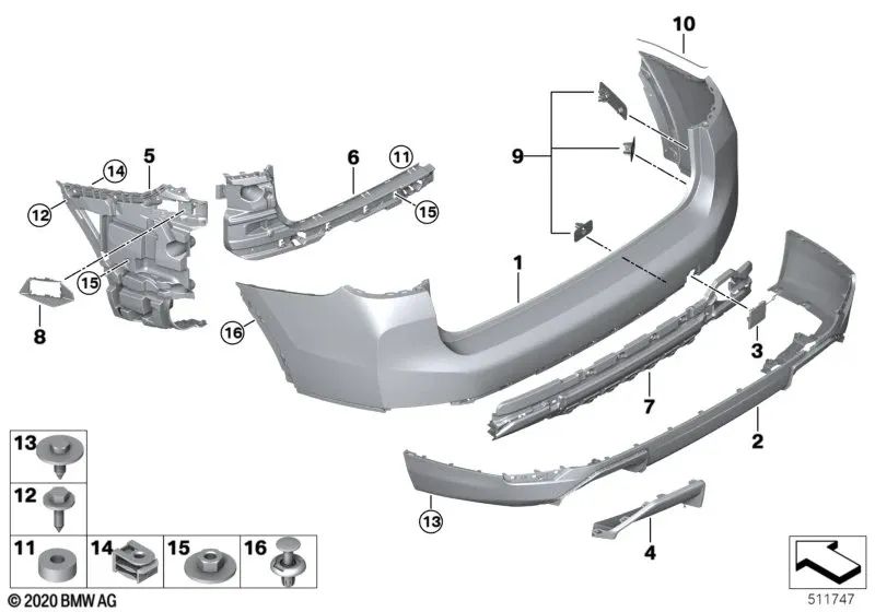 Tapa del sistema de escape derecha para BMW varios modelos (OEM 51129498266). Original BMW