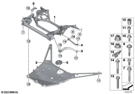 Spurstange mit rechtem Gummilager für BMW 3er G80, G81, 4er G82, G83 (OEM 31108095654). Original BMW.