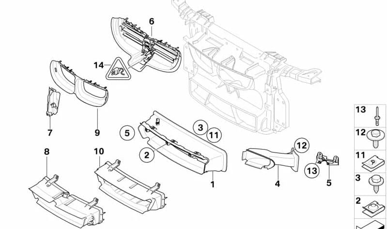 Unterer Luftkanal für BMW 1er E82, E88 (OEM 51747891273). Original BMW