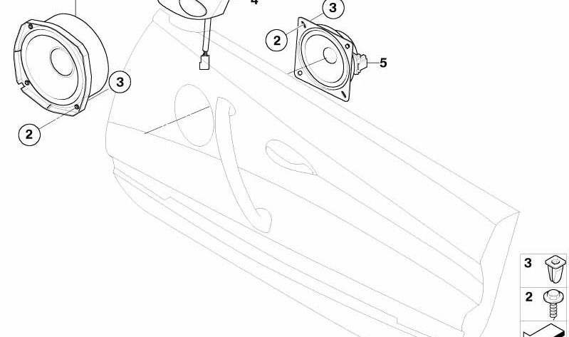 Altavoz de agudos derecho para BMW Z4 E85, E86 (OEM 65139143240). Original BMW