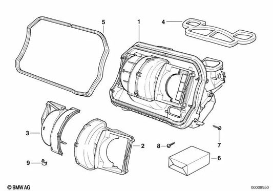 Ventilador Superior Derecho para BMW Serie 3 E36 (OEM 64118361925). Original BMW