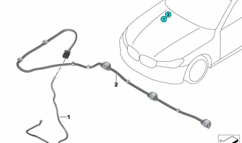 Cadena de boquillas del limpiaparabrisas OEM 61667357373 para BMW G11, G12. Original BMW.