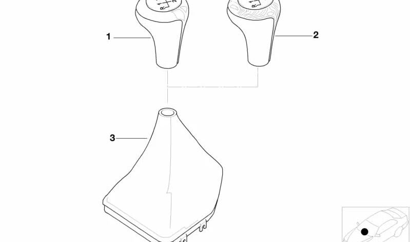 OM 25117504351 Leder- und Aluminiumwechselknopf für BMW E52. Original BMW.