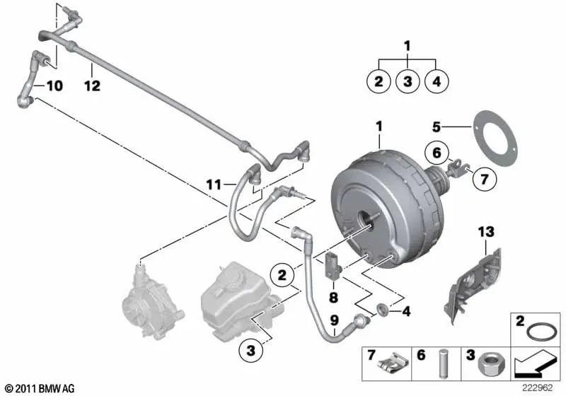 Brake servo for BMW 1 Series E81, E82, E87N, E88, X1 E84 (OEM 34336791700). Genuine BMW.