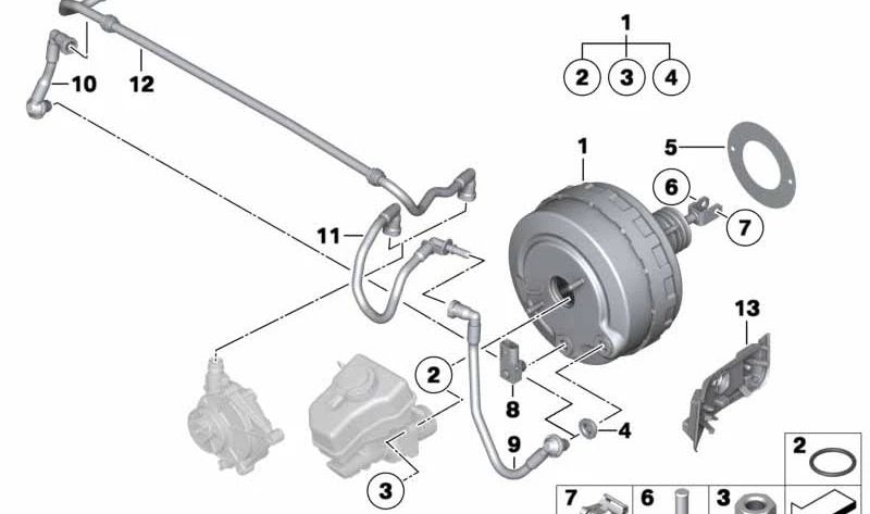 Servo de freno (Booster) OEM 34336779733 para BMW E82, E88, E90, E91, E92, E93, E84. Original BMW