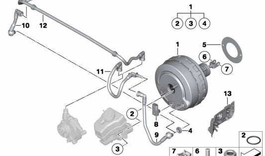 Brake servo for BMW 3 Series E90N, E91N, E92, E92N, E93, E93N, X1 E84 (OEM 34336789772). Genuine BMW