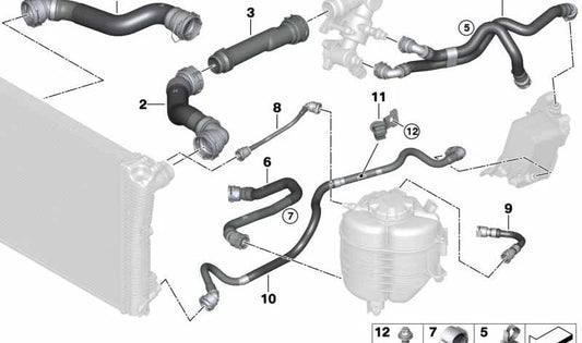 Manguera del Radiador de Refrigerante para BMW G20, G21, G22, G23, G26 (OEM 17128588863). Original BMW