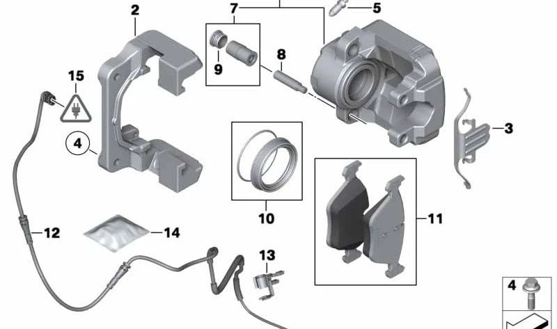 Soporte de pinza de freno trasera OEM 34116792691 para BMW F10, F11, F06, F12, F13. Original BMW