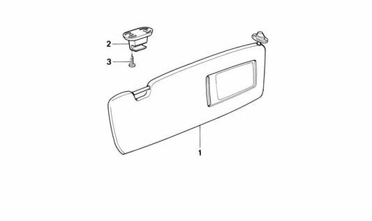 Parasoli con specchio destro OEM 51168169008 per BMW E34. BMW originale.