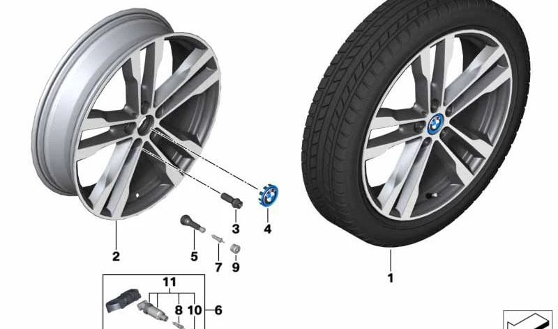 Pneumatico in lega OEM Black Black 3611688011 per BMW I3 (I01). BMW originale.