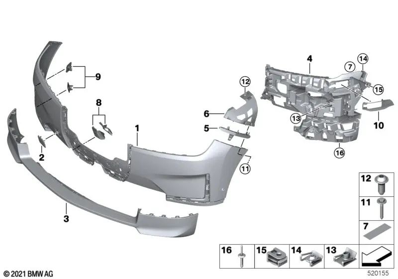 Soporte derecho para BMW i20 (OEM 51115A3ADF4). Original BMW.