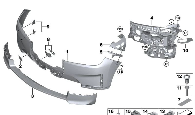 Revestimiento parachoques imprimado delantero para BMW i I20 (OEM 51115A3ADE0). Original BMW.