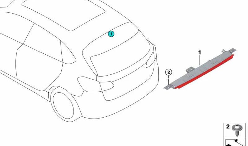 Third Brake Light for BMW F45, F48, F49 (OEM 63257297446). Original BMW