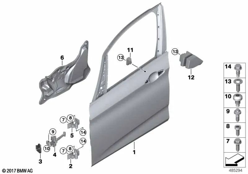 Sound insulation front right door for BMW F45, F45N, F46, F46N (OEM 51487390080). Original BMW