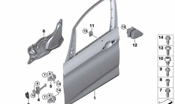 Mecanismo de freno de puerta delantero izquierdo OEM 51217404897 para BMW Serie 2 Active Tourer (F45) y Serie 2 Gran Tourer (F46). Original BMW