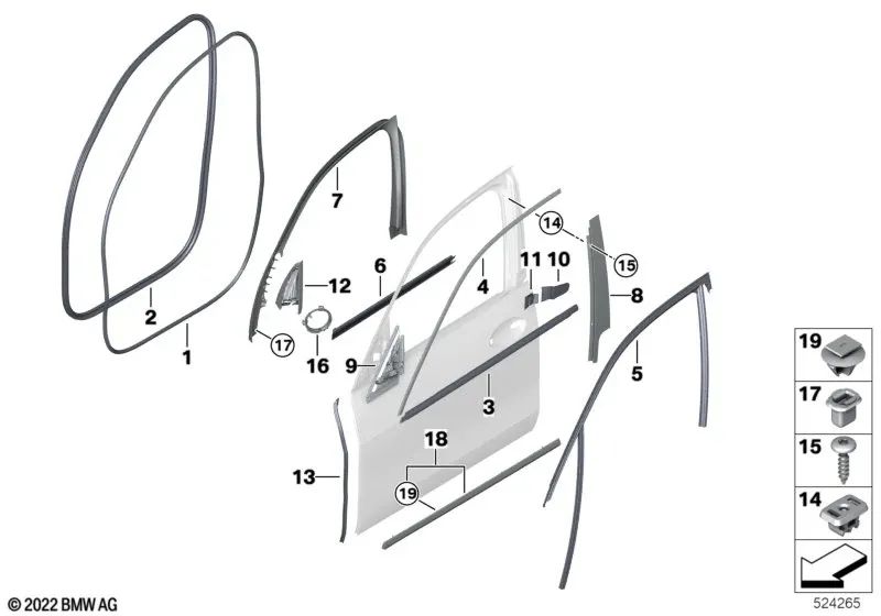 Moldura Márco de Ventana Pilar B Puerta del. der. para BMW X5 F95, G05, G18, X7 G07 (OEM 51337429388). Original BMW