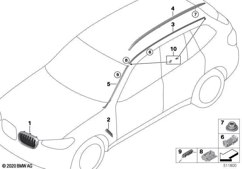 Side zipper for BMW G01, G02 (OEM 51137418604). Genuine BMW