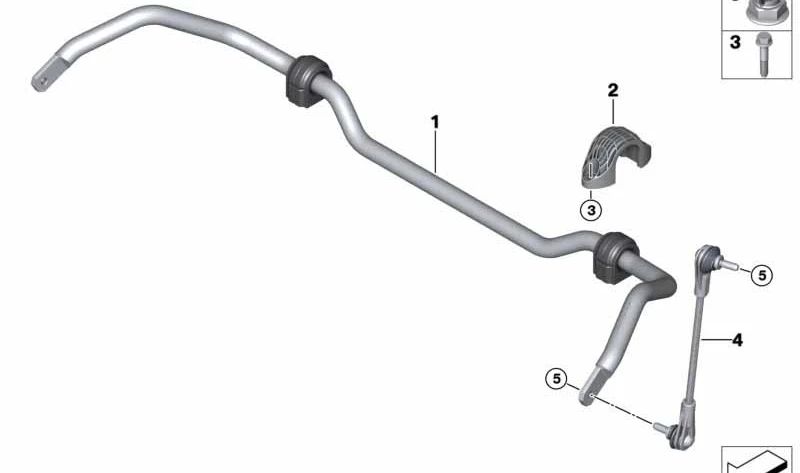 Barra estabilizadora delantera con silentblocks OEM 31306859885 para BMW F52. Original BMW.