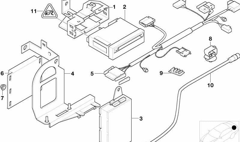 Supporto per il modulo video OEM 65508375131 per BMW E38. BMW originale.