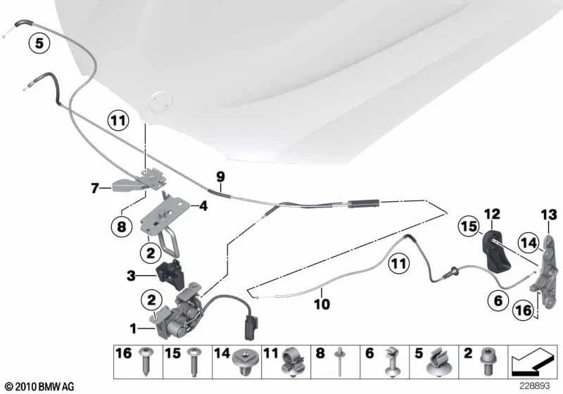 Right lock upper part for BMW X3 F25, X4 F26 (OEM 51237210733). Original BMW.