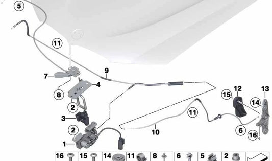 Kombiträger für BMW 1er E81, E82, E87, E88, 3er E90, E91, E92, E93, X1 E84, X3 F25, X4 F26 (OEM 51239150274). Original BMW.