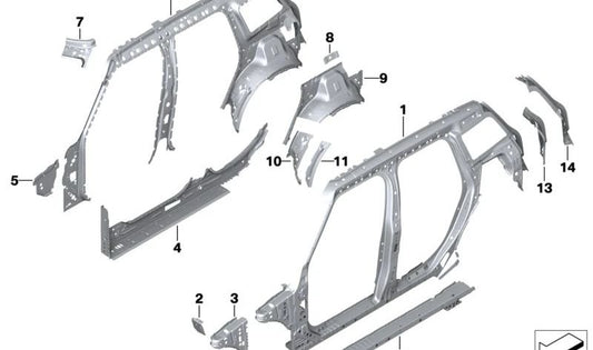 Rechter Blechträger für BMW F52, F45, F46, F48, F39, MINI F54, F60 (OEM 41007408636). Original BMW