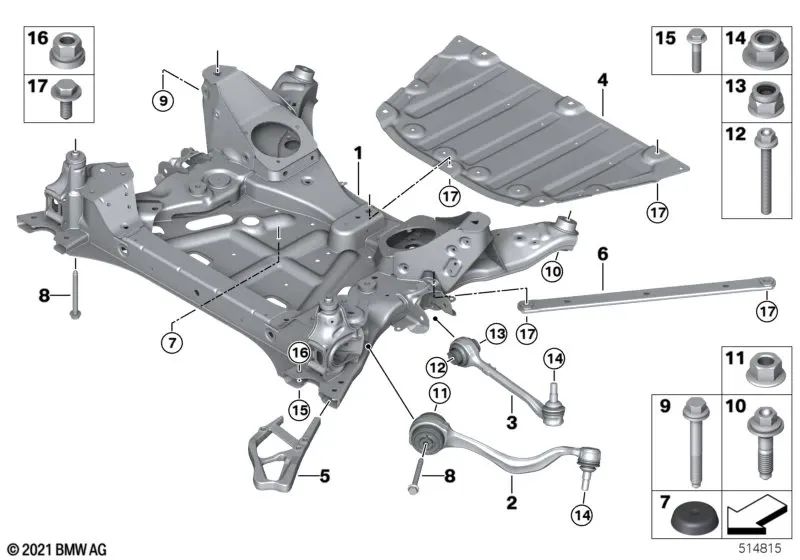 Tornillo hexagonal con brida para BMW X3 G01, G08, X4 G02, X5 E70, F15, X6 E71, F16 (OEM 07129908068). Original BMW