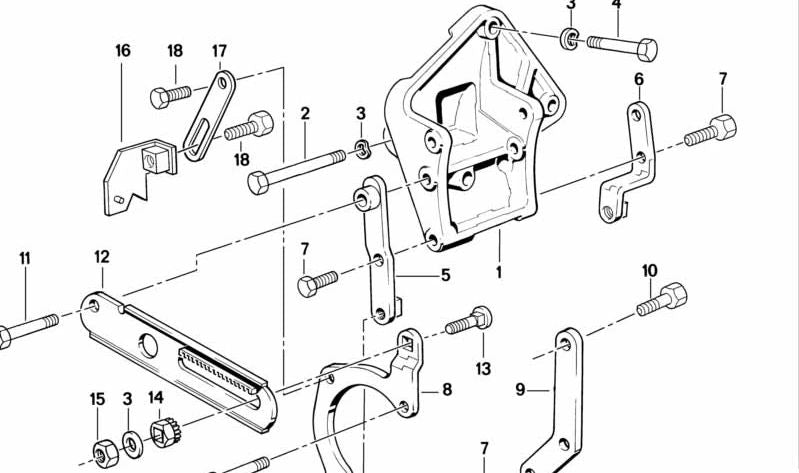 Placa de soporte hidráulico OEM 32411284735 para BMW (Modelos compatibles: E30, E28). Original BMW.